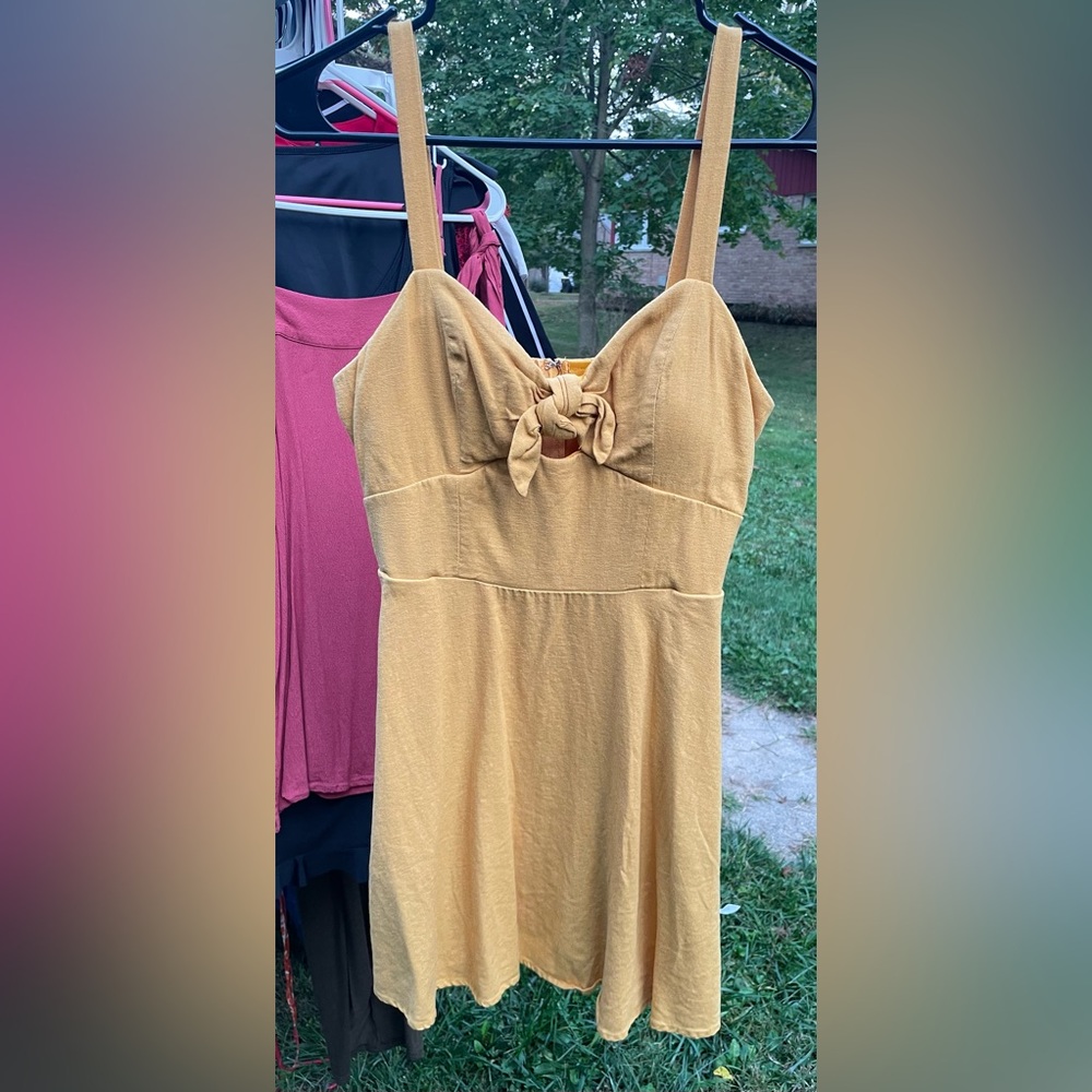Speechless Cutout Tie Detail Linen Dress Size Small